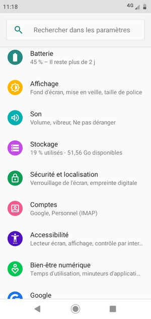 Faites défiler et sélectionnez Sécurité et localisation