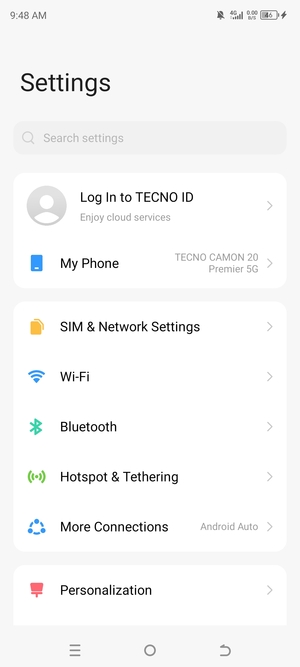 Select SIM & Network Settings
