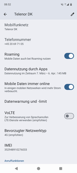Schalten Sie Roaming an oder aus