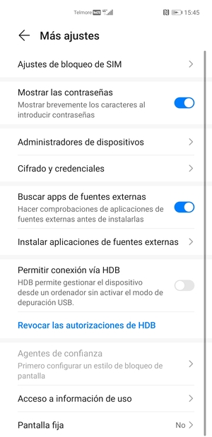 Seleccione Ajustes de bloqueo de SIM