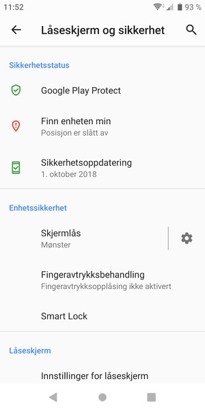Telefonen din er nå sikret med en skjermlås