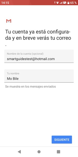 Déle a su cuenta un nombre y escriba su nombre. Seleccione SIGUIENTE