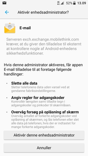 Vælg Aktivér denne enhedsadministrator