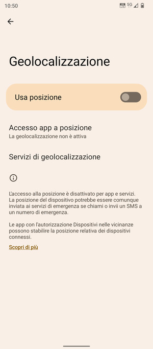 Disattiva Usa posizione