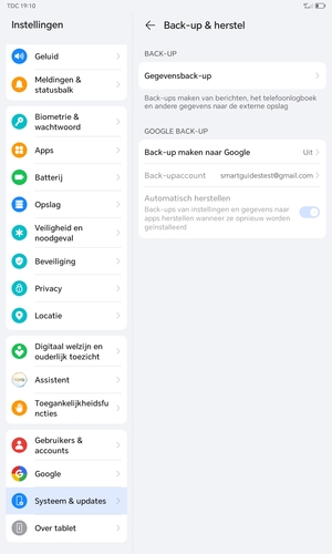 Selecteer Back-up maken naar Google