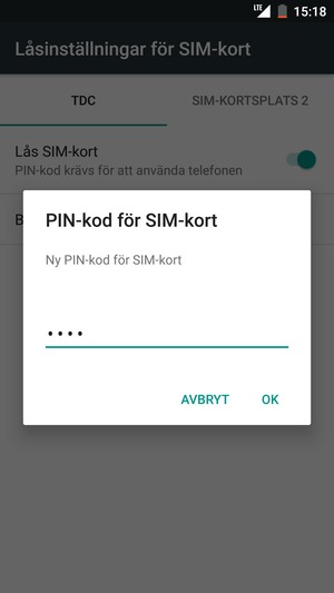 Ange din Ny PIN-kod för SIM-kort och välj OK