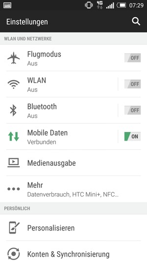 Wählen Sie Mobile Daten