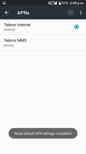 Your phone will reset to default Internet and MMS settings