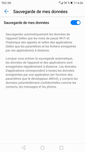 Sélectionnez le bouton Retour