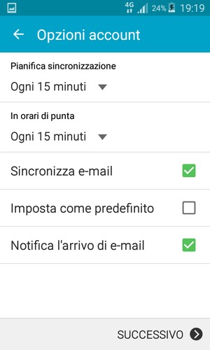 Seleziona SUCCESSIVO
