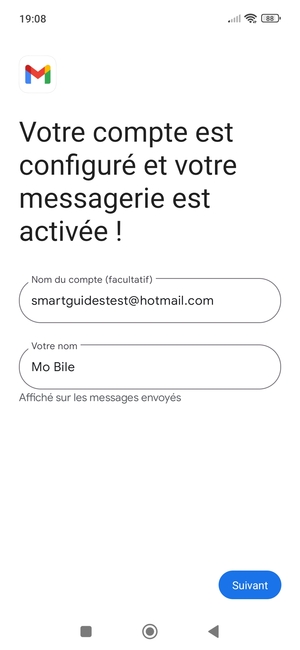Donnez un nom à votre compte et saisissez votre nom. Sélectionnez Suivant