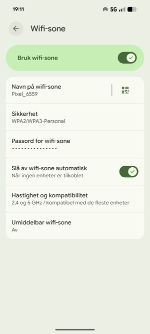 Telefonen din er konfigurert for bruk som et modem