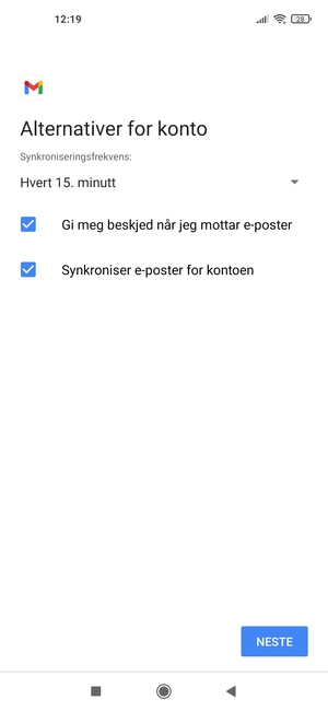 Velg NESTE