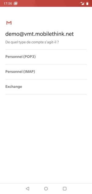 Sélectionnez Personnel (POP3) ou Personnel (IMAP)