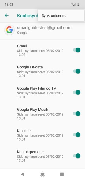 Vælg Synkroniser nu