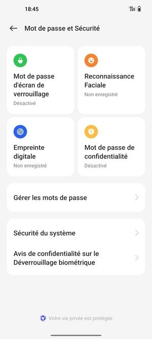 Sélectionnez Sécurité du système