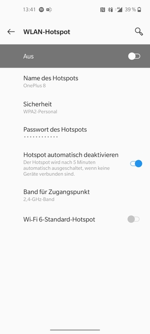 Wählen Sie Passwort des Hotspots