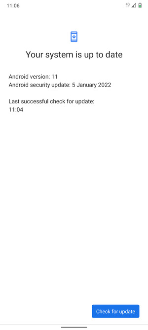 If your phone is up to date, you will see the following screen