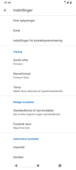 Scroll til og vælg Importér
