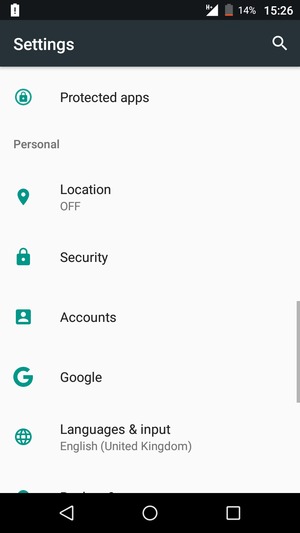 Scroll to and select Security