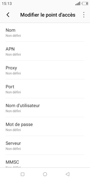 Saisissez les informations Internet