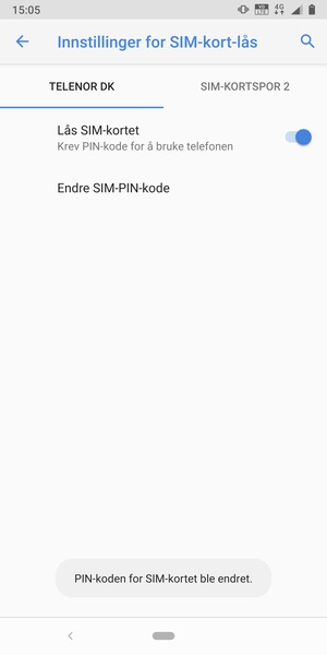 Din PIN-kode for SIM-kort er endret