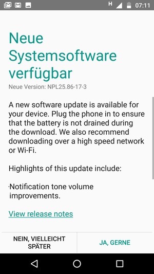 Falls Ihr Handy nicht aktualisiert ist, wählen Sie JA, GERNE