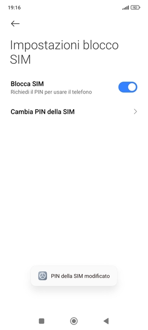 Il tuo  PIN della SIM è stato modificato