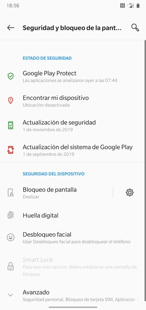 Desplácese y seleccione Avanzado