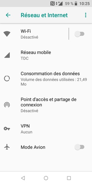 Sélectionnez Réseau mobile