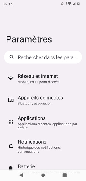 Sélectionnez Réseau et Internet