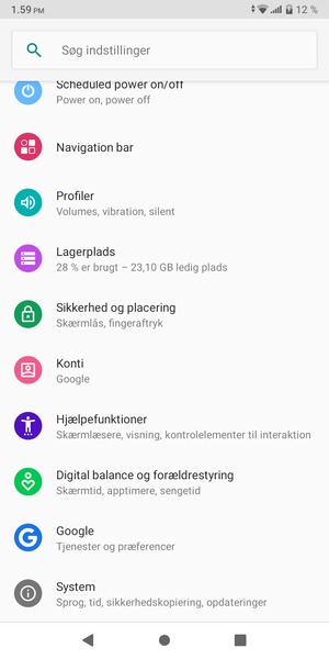Scroll til og vælg Konti