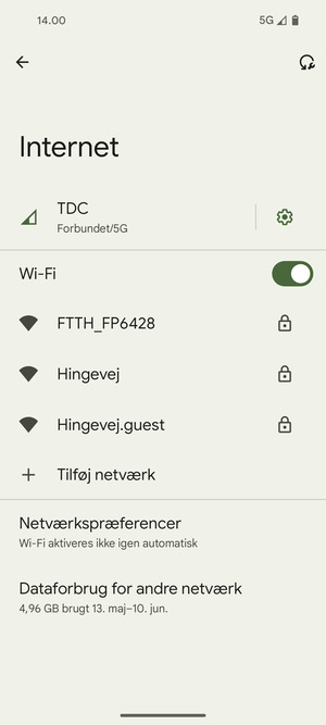 Vælg det trådløse netværk, du ønsker at oprette forbindelse til
