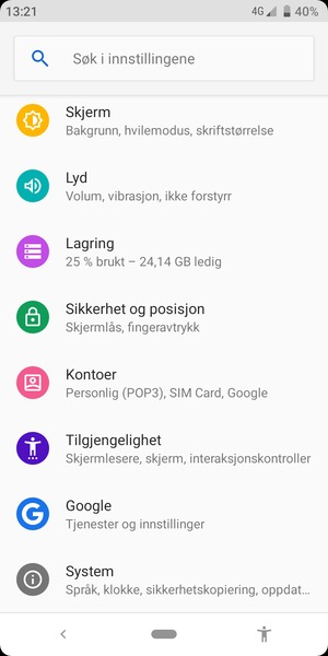 Bla til og velg Sikkerhet og posisjon