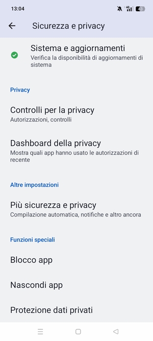 Scorri e seleziona Piú sicurezza e privacy