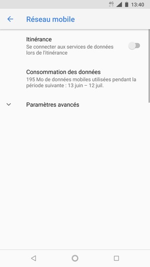 Sélectionnez Paramètres avancés