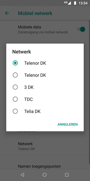 Selecteer een netwerkoperator uit de lijst