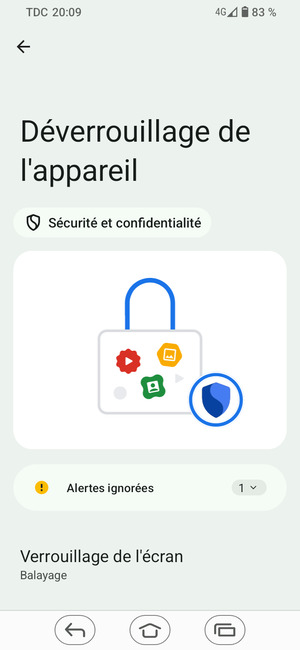 Sélectionnez Verrouillage de l'ecran