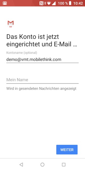 Geben Sie Ihrem Konto einen Namen und geben Sie Ihren Namen ein. Wählen Sie WEITER