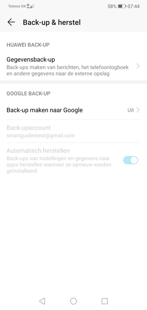 Selecteer Back-up maken naar Google