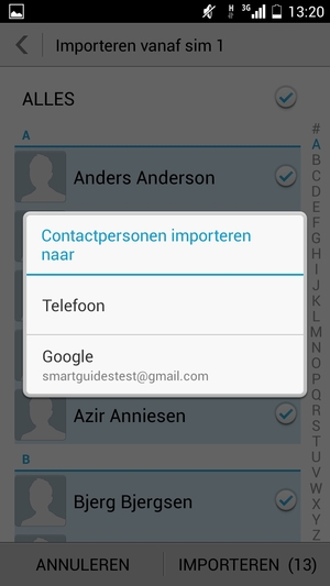 Selecteer uw Google-account
