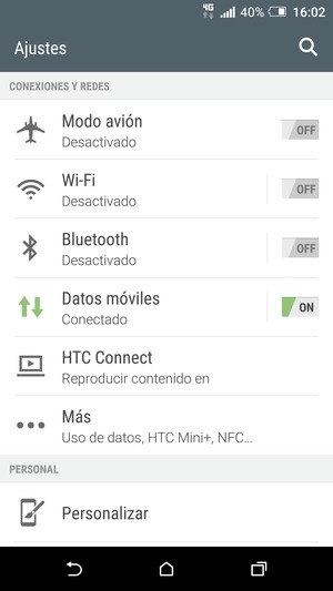 Seleccione Datos móviles