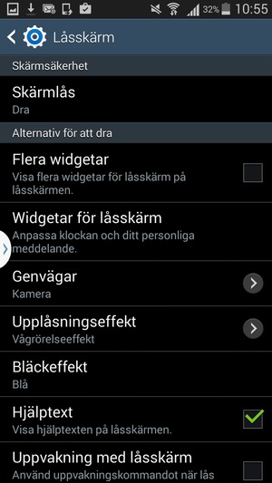 Välj Skärmlås