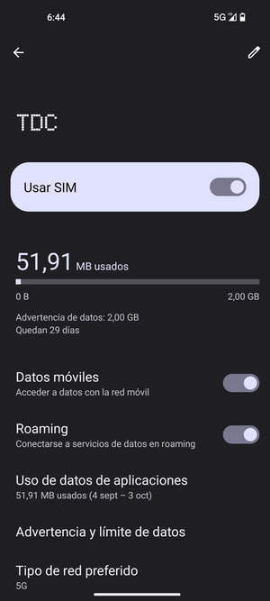 Activar o desactivar Roaming