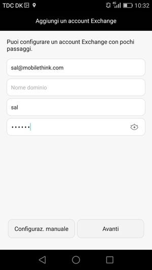 Inserisci indirizzo email, nome utente e password. Seleziona Avanti