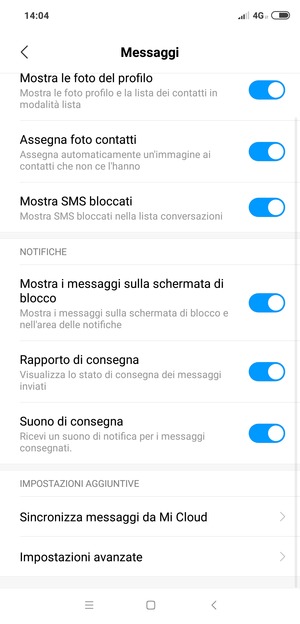 Seleziona Impostazioni avanzate