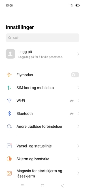 Velg SIM-kort og mobildata
