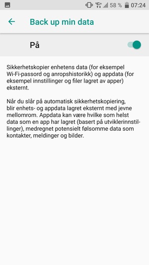 Velg tilbake-knappen