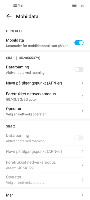 For å bytte nettverk hvis det oppstår nettverksproblemer, velg Operatør