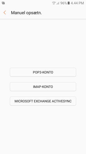 Vælg POP3-KONTO eller IMAP-KONTO